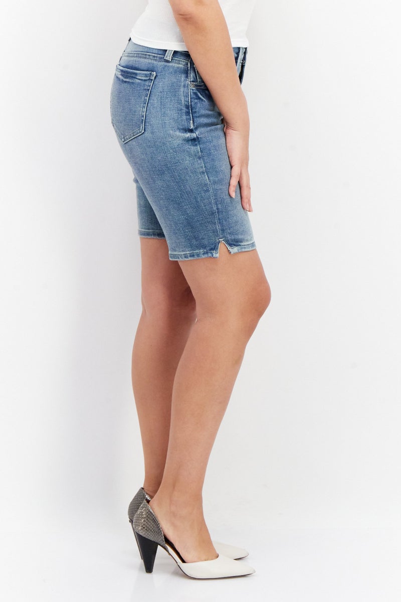NYDJ Women Regular Fit Washed Denim Shorts, Blue - Image 3
